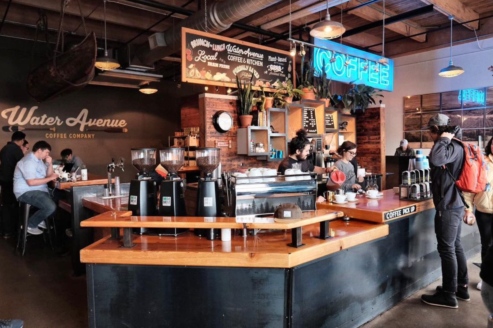 The interior space of Water Avenue coffee shop.