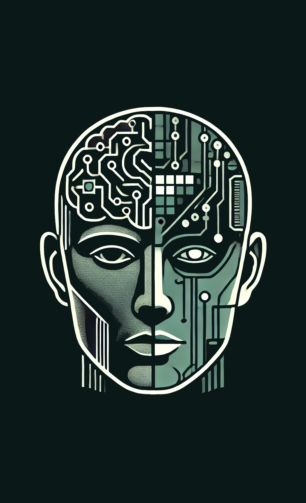 a head half human half robot