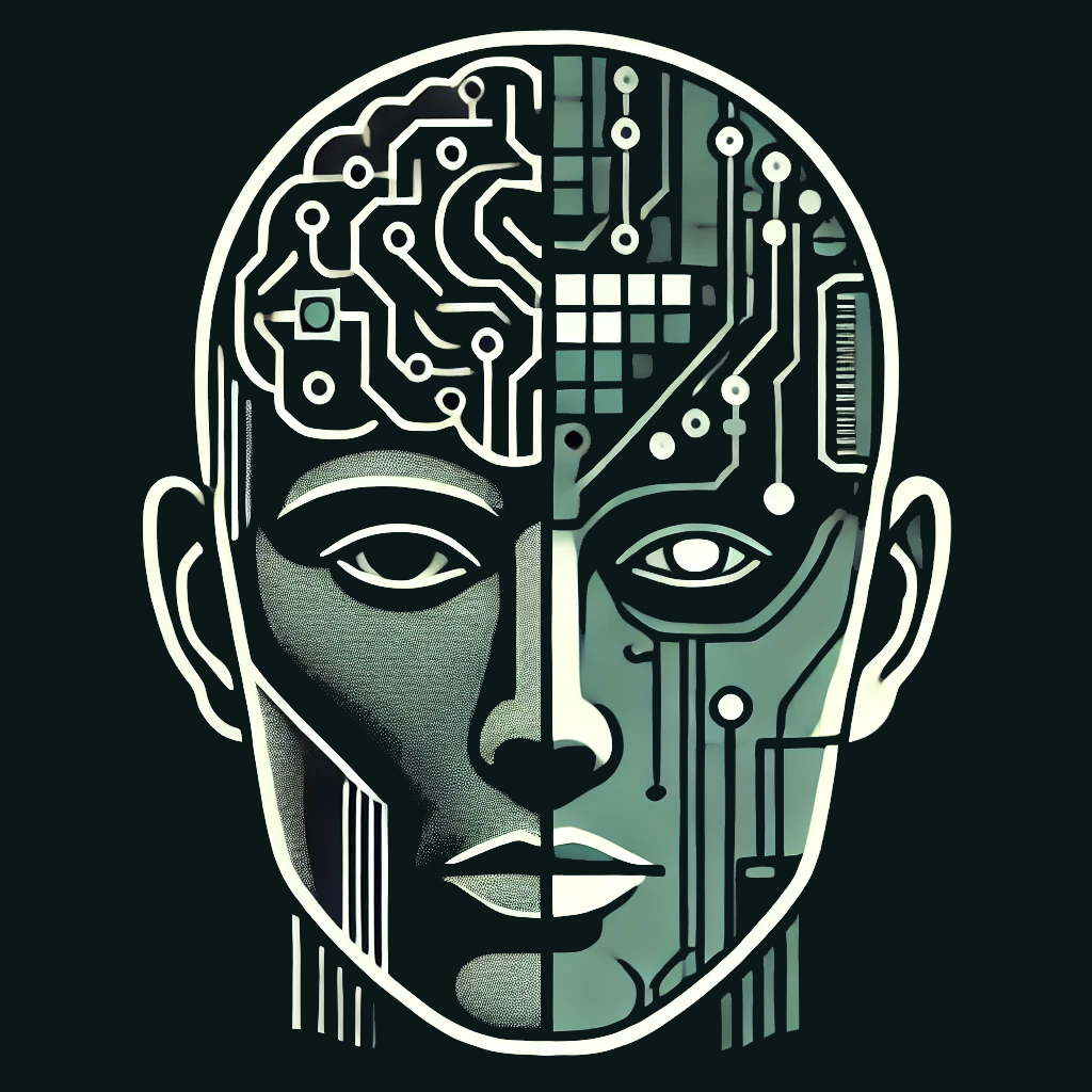 a head half human half robot