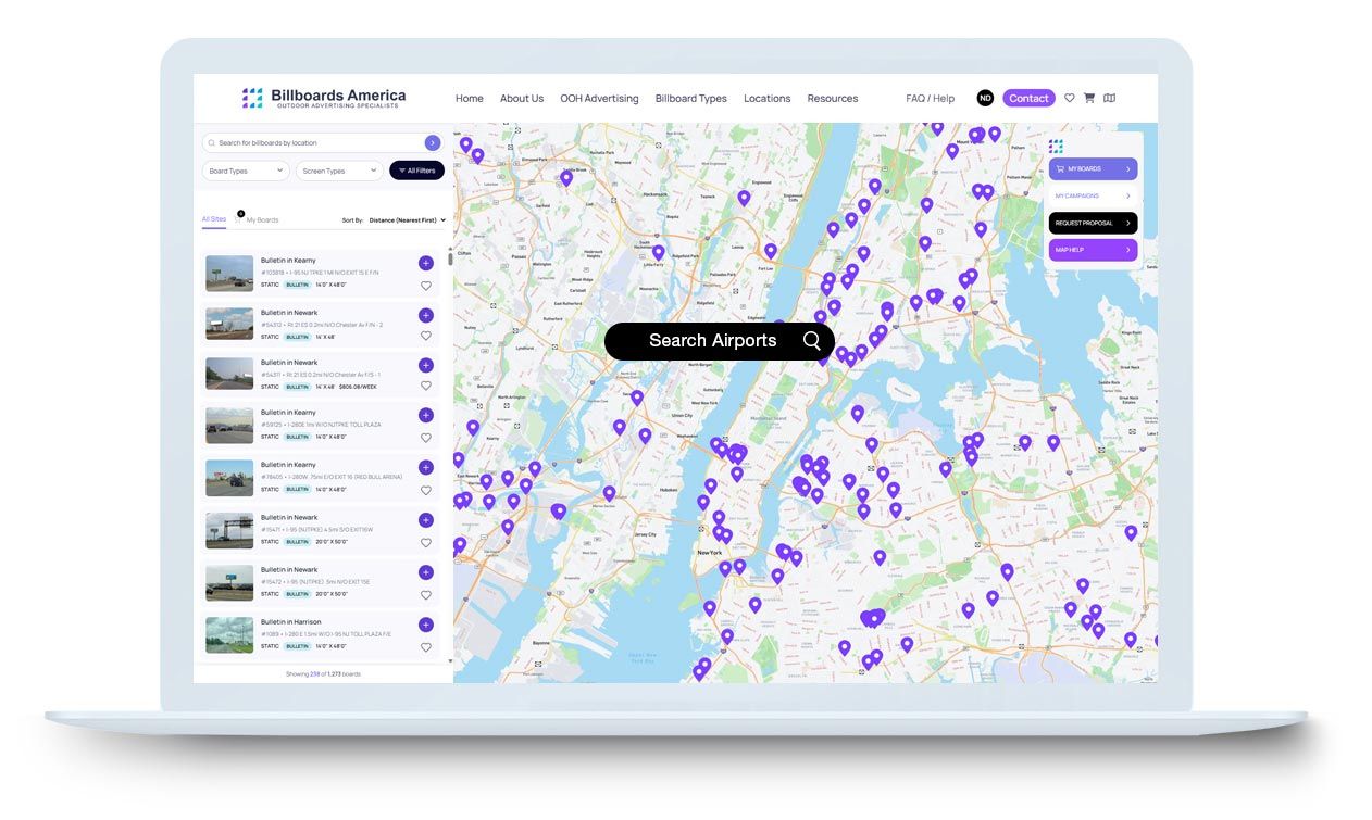 Search for airport ads across america