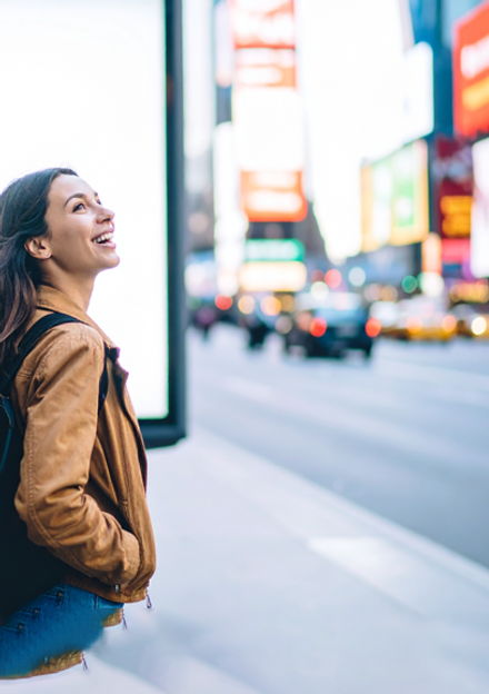 Picture of a insurance agent on a billboard