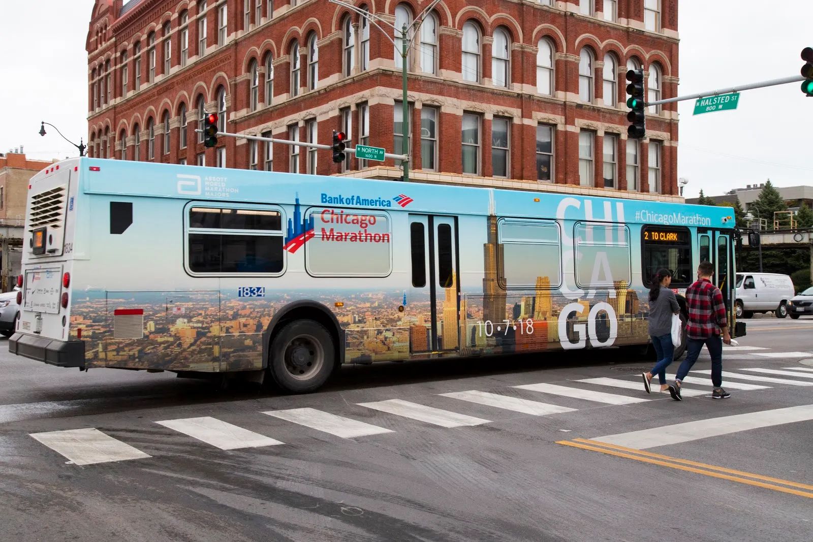 Bus advertising display - Chicago America