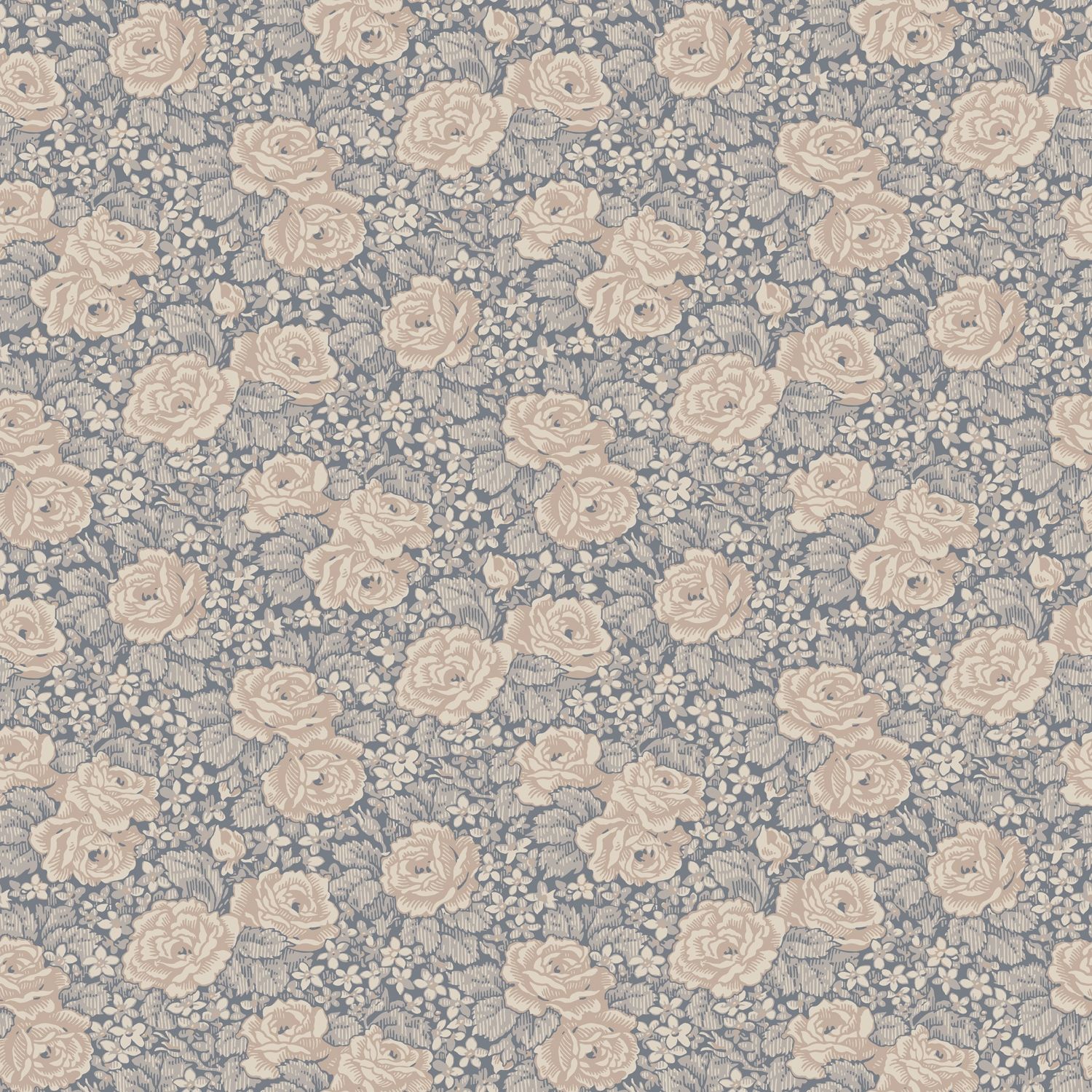 Rosengång tapet med blommigt mönster i rosa och blå. Från kollektionen Rosenlycka. Nonwoven-material med rak passning. Country-stil. Passar i vardagsrum, sovrum och matsal.