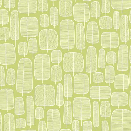 Little Trees Peagreen tapet från Midbec med botaniskt, retro mönster i grön. Från kollektionen Kinfolk. Nonwoven-material med rak passning.