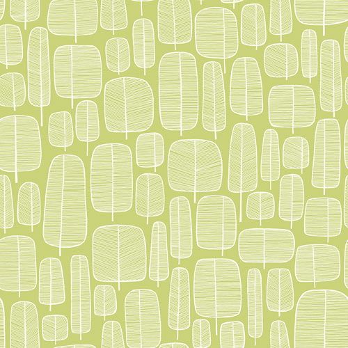 Little Trees Peagreen tapet från Midbec med botaniskt, retro mönster i grön. Från kollektionen Kinfolk. Nonwoven-material med rak passning.
