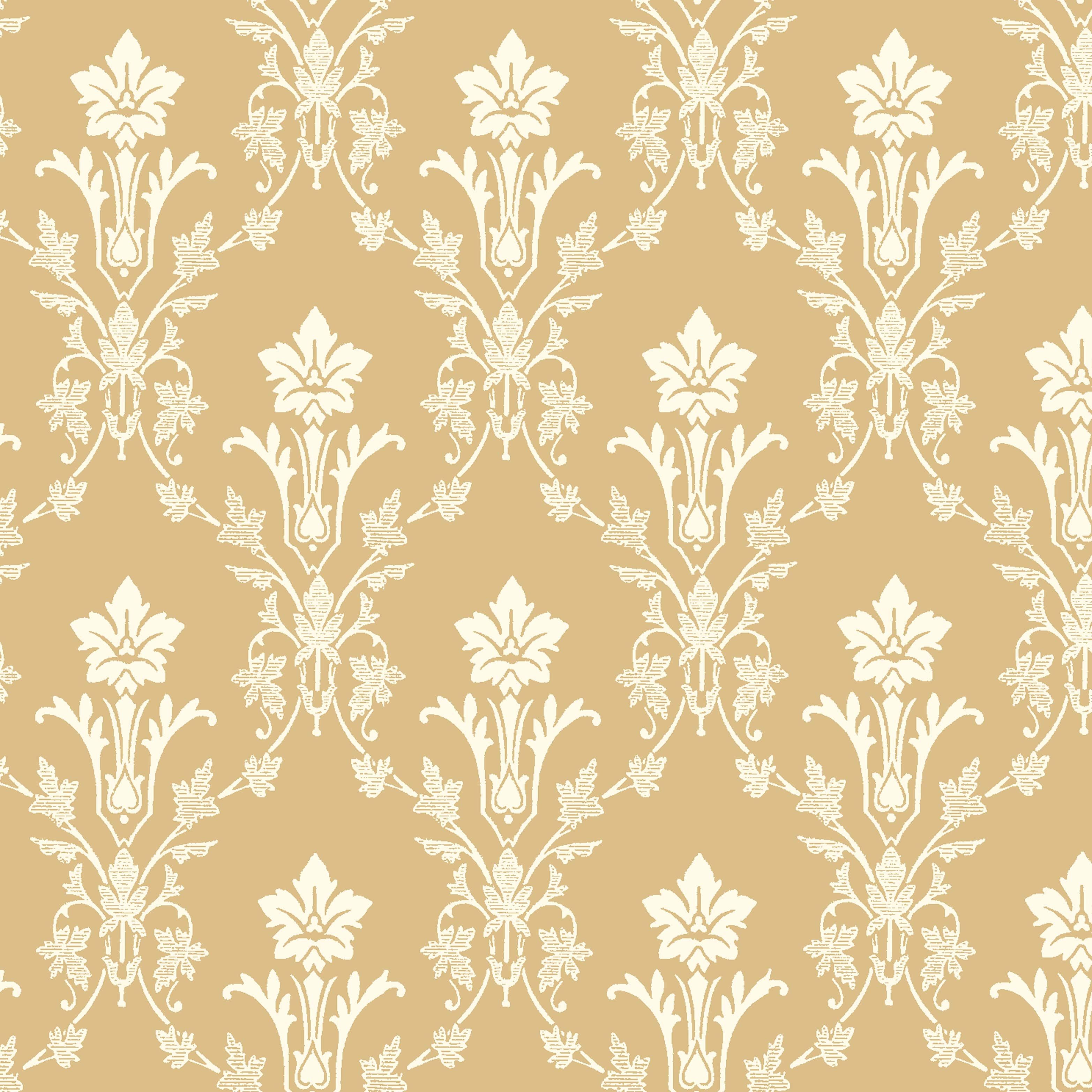 Hudiksvalls teater, gul tapet med medaljonger mönster i gul. Från kollektionen Blommor & Blad. Nonwoven-material med rak passning. City-stil.