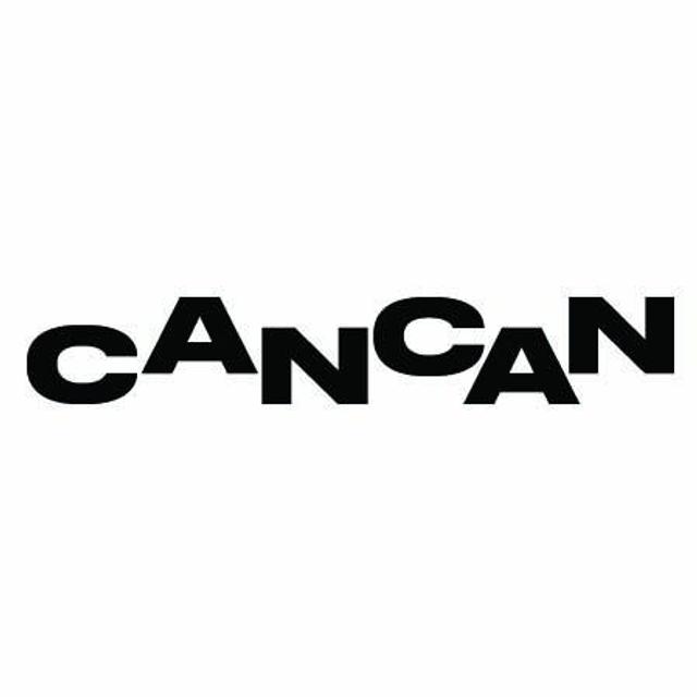 The word CANCAN in a stylized black font on a white background.