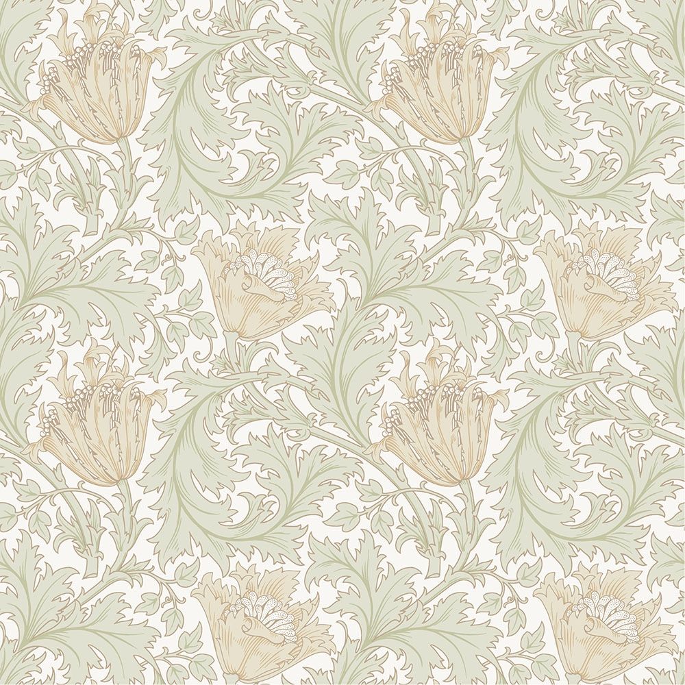 Anemone - W. Morris, gul tapet tapet från Midbec med botaniskt, blommigt mönster i gul och grön. Från kollektionen Hidden Treasures vol 1. Nonwoven-material med rak passning.