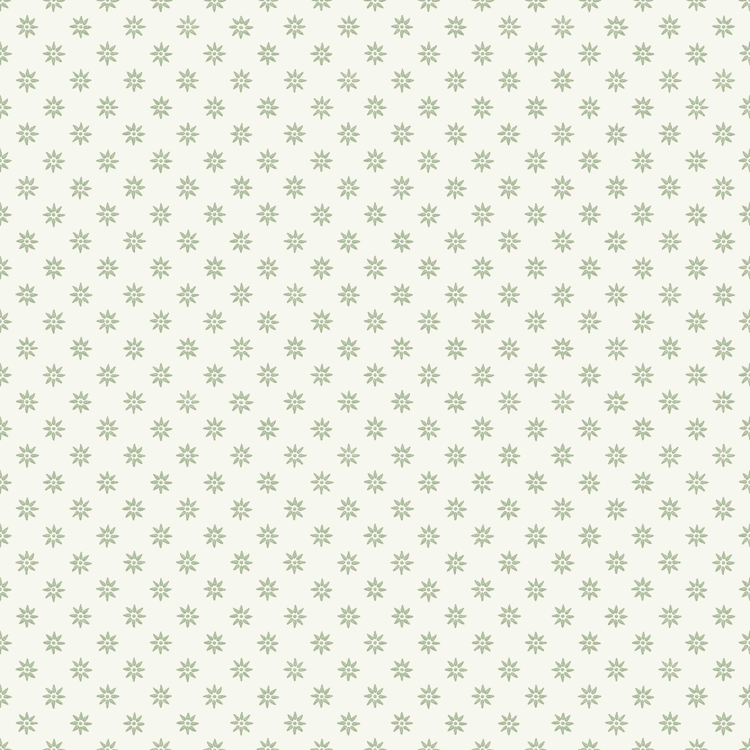 Skogsstjärna grön, tapet tapet med småmönstrat, blommigt mönster i grön. Från kollektionen Nordic Folk. Nonwoven-material med rak passning. Passar i kök.