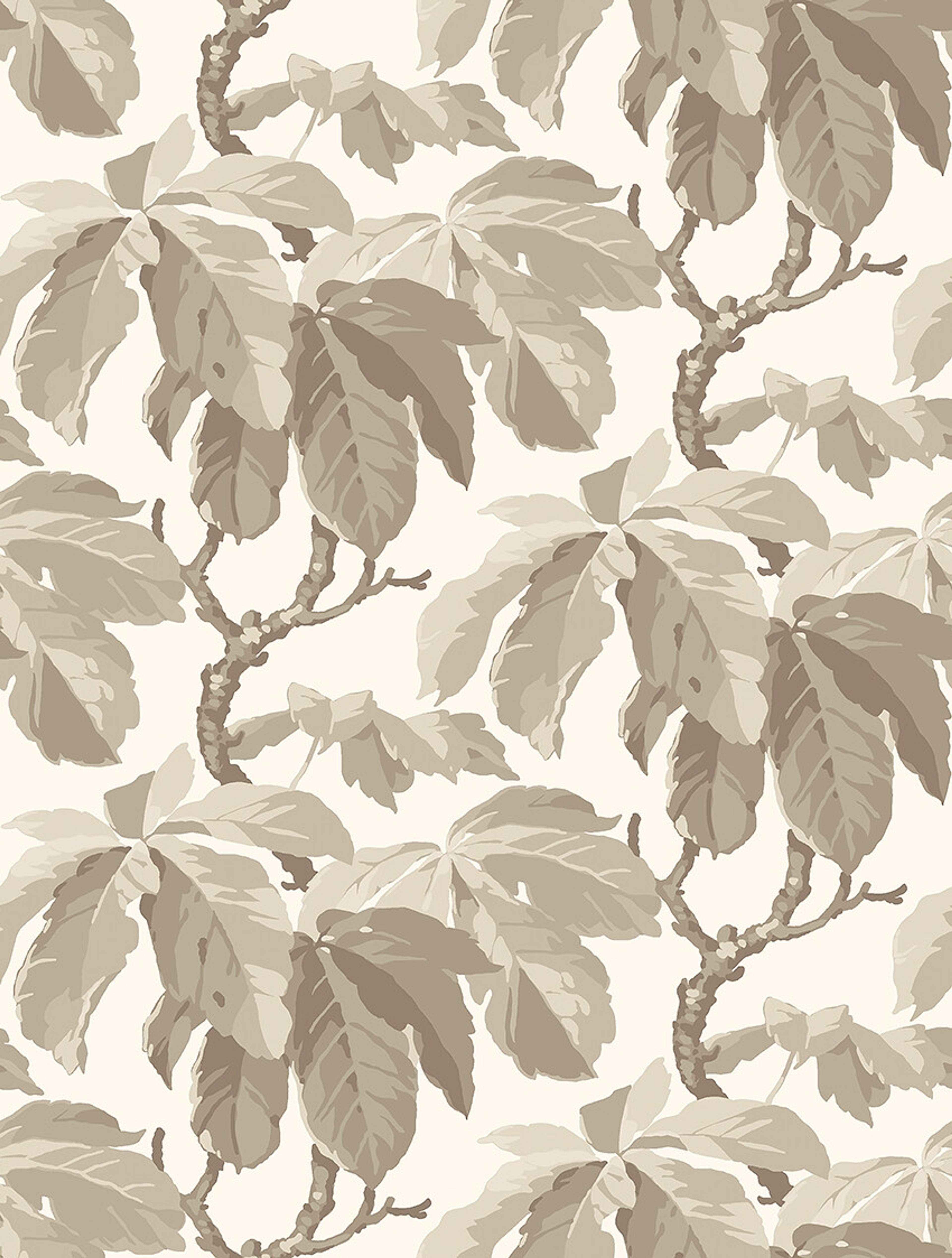 Kastanj tapet med botaniskt mönster i vit. Från kollektionen New Heritage. Nonwoven-material med rak passning.