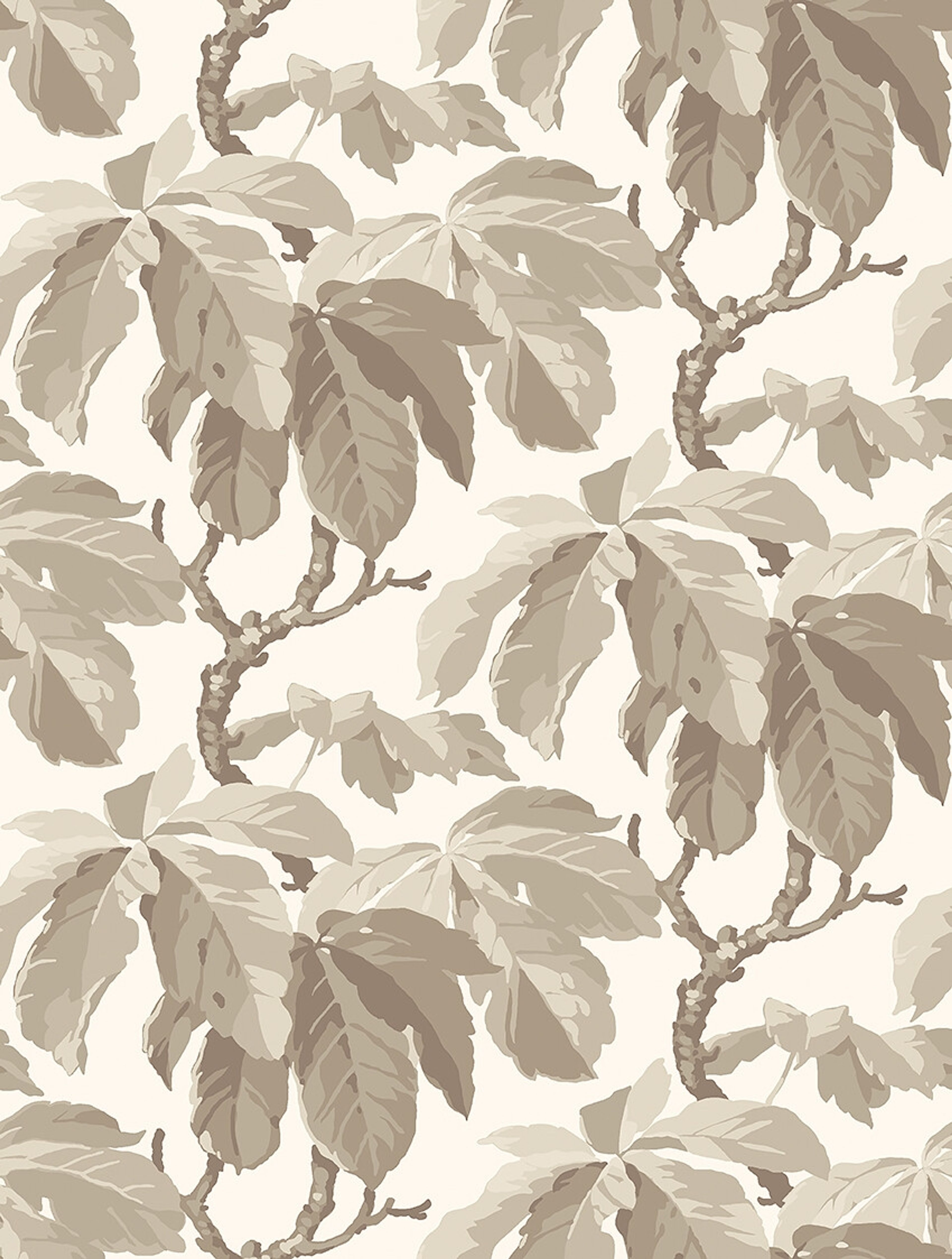 Kastanj tapet med botaniskt mönster i vit. Från kollektionen New Heritage. Nonwoven-material med rak passning.