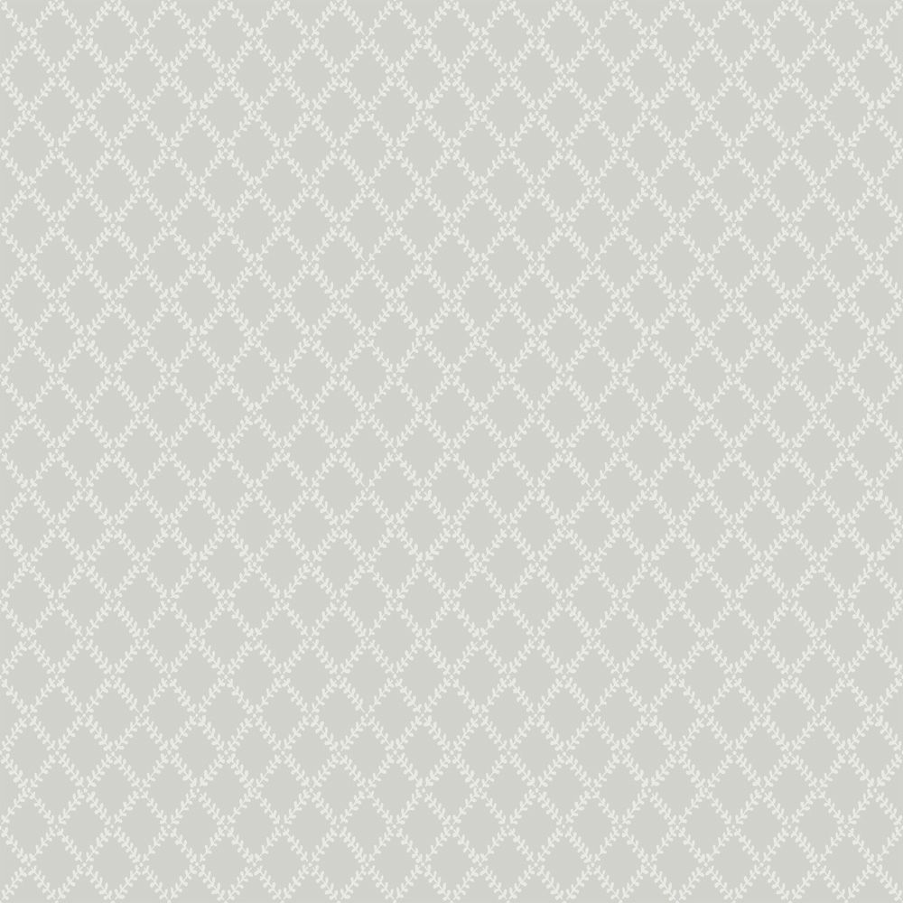 Trevor tapet med trellis mönster i grå. Från kollektionen Fågelsång. Nonwoven-material med rak passning.