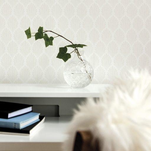 Elsa, Vit tapet från duro med geometriskt mönster i vit. Från kollektionen Spira. Nonwoven-material med rak passning.