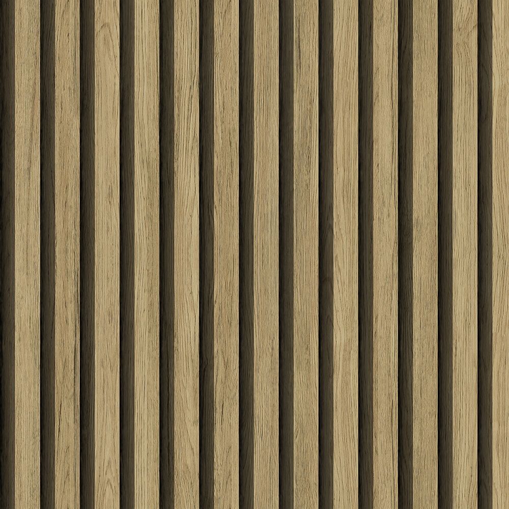 Ribbvägg tapet med träimitation mönster i brun. Från kollektionen Elements. Nonwoven-material.