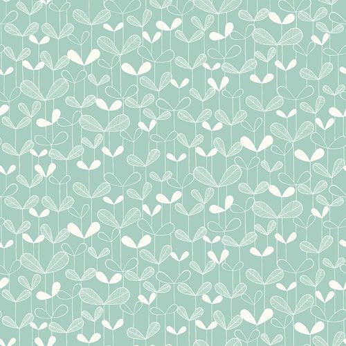 Saplings Pale Aqua tapet från Midbec med botaniskt, retro mönster i turkos. Från kollektionen Kinfolk. Nonwoven-material med förskjuten passning.