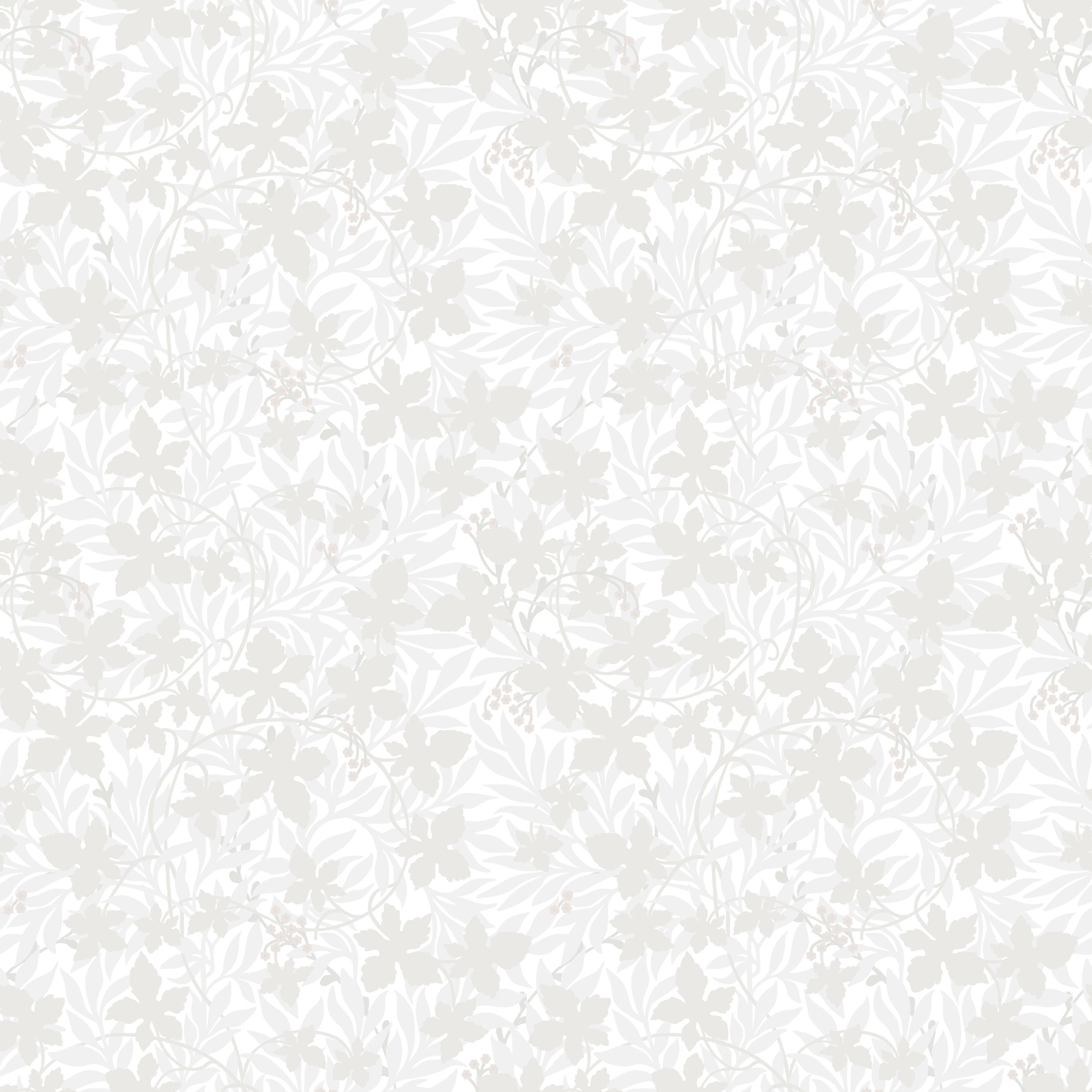 Vinbärsblad, Gråmetallic tapet från duro med botaniskt mönster i grå. Från kollektionen Spira. Nonwoven-material med rak passning.