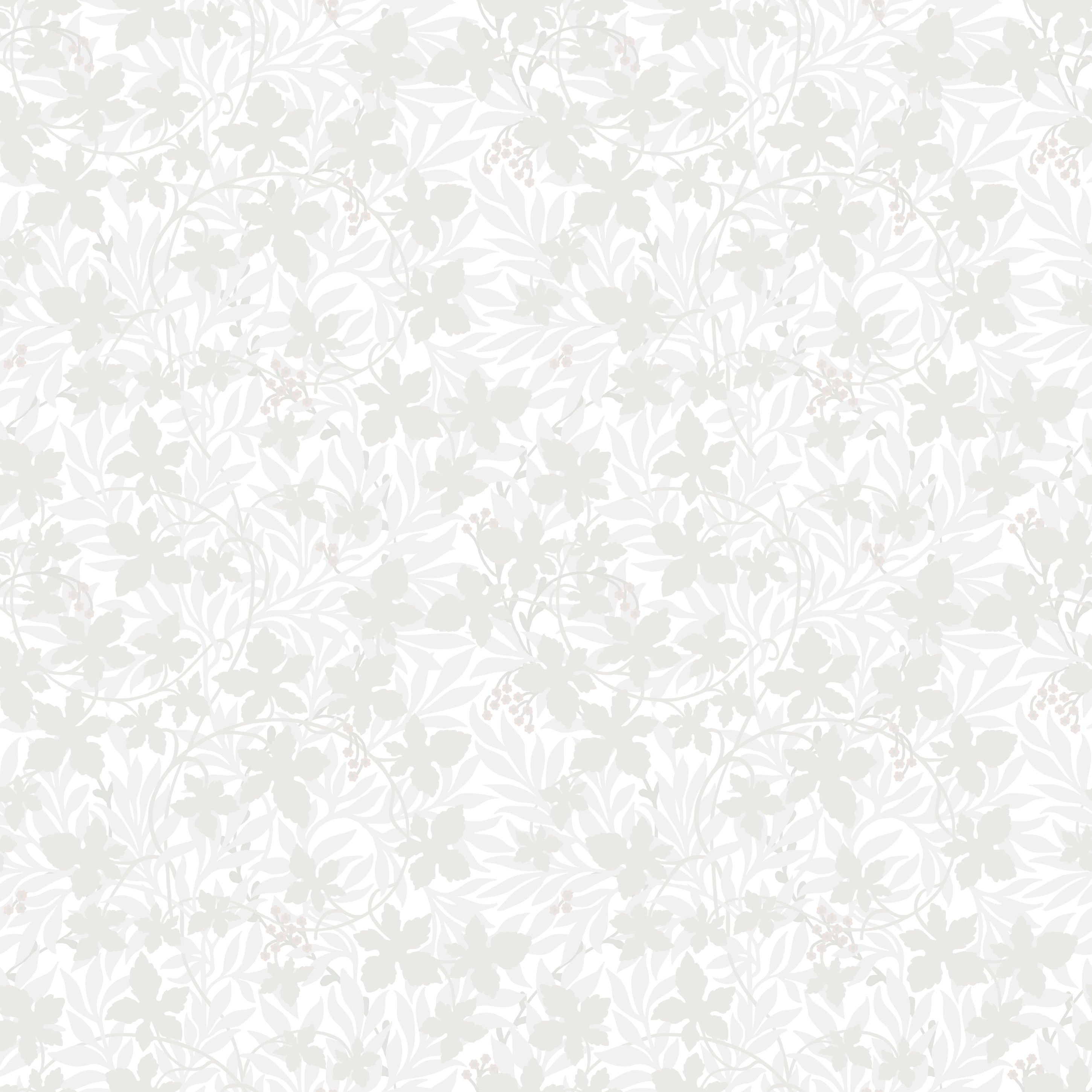 Vinbärsblad, Gråmetallic tapet från duro med botaniskt mönster i grå. Från kollektionen Spira. Nonwoven-material med rak passning.