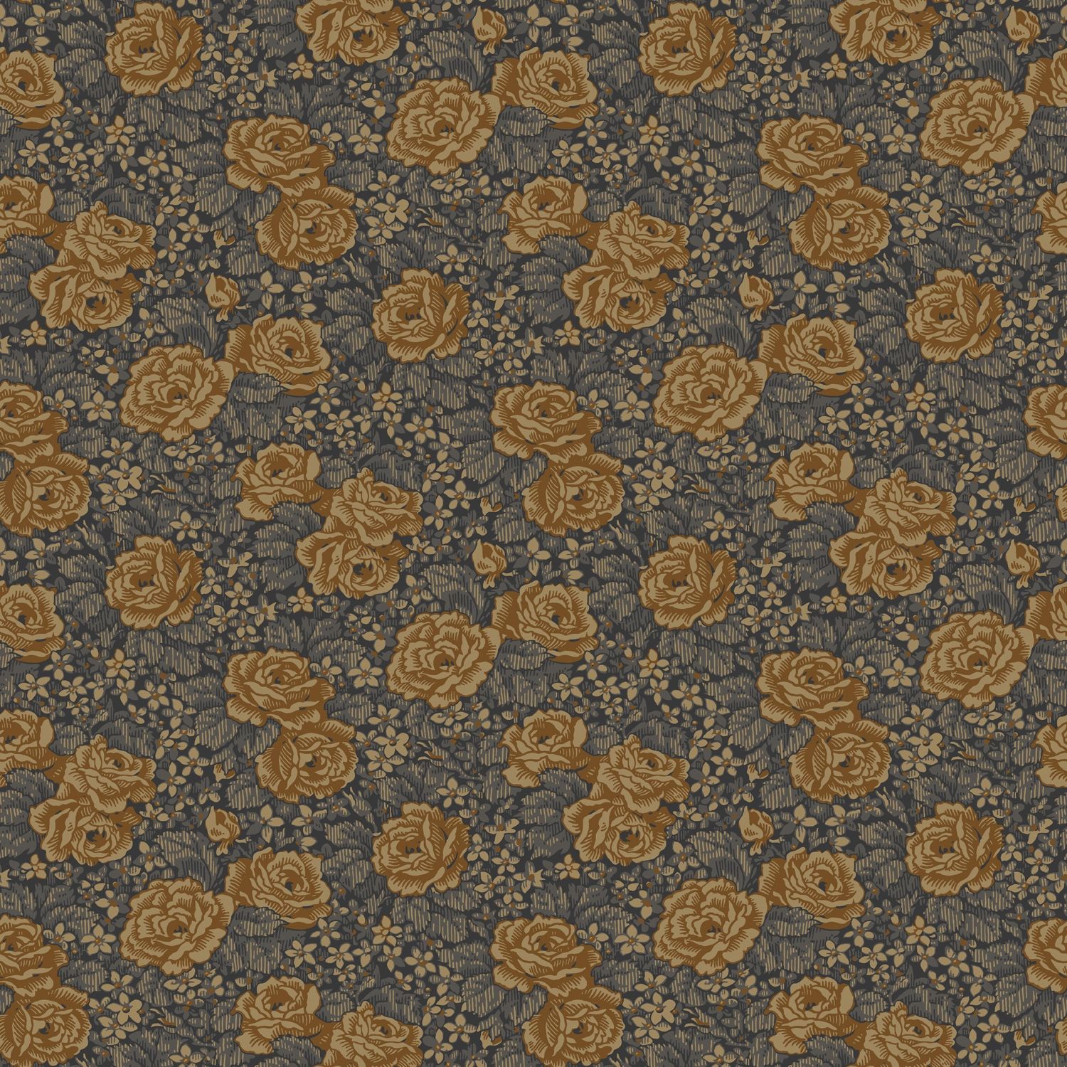 Rosengång tapet med blommigt mönster i blå. Från kollektionen Rosenlycka. Nonwoven-material med rak passning. Passar i vardagsrum, sovrum och matsal.