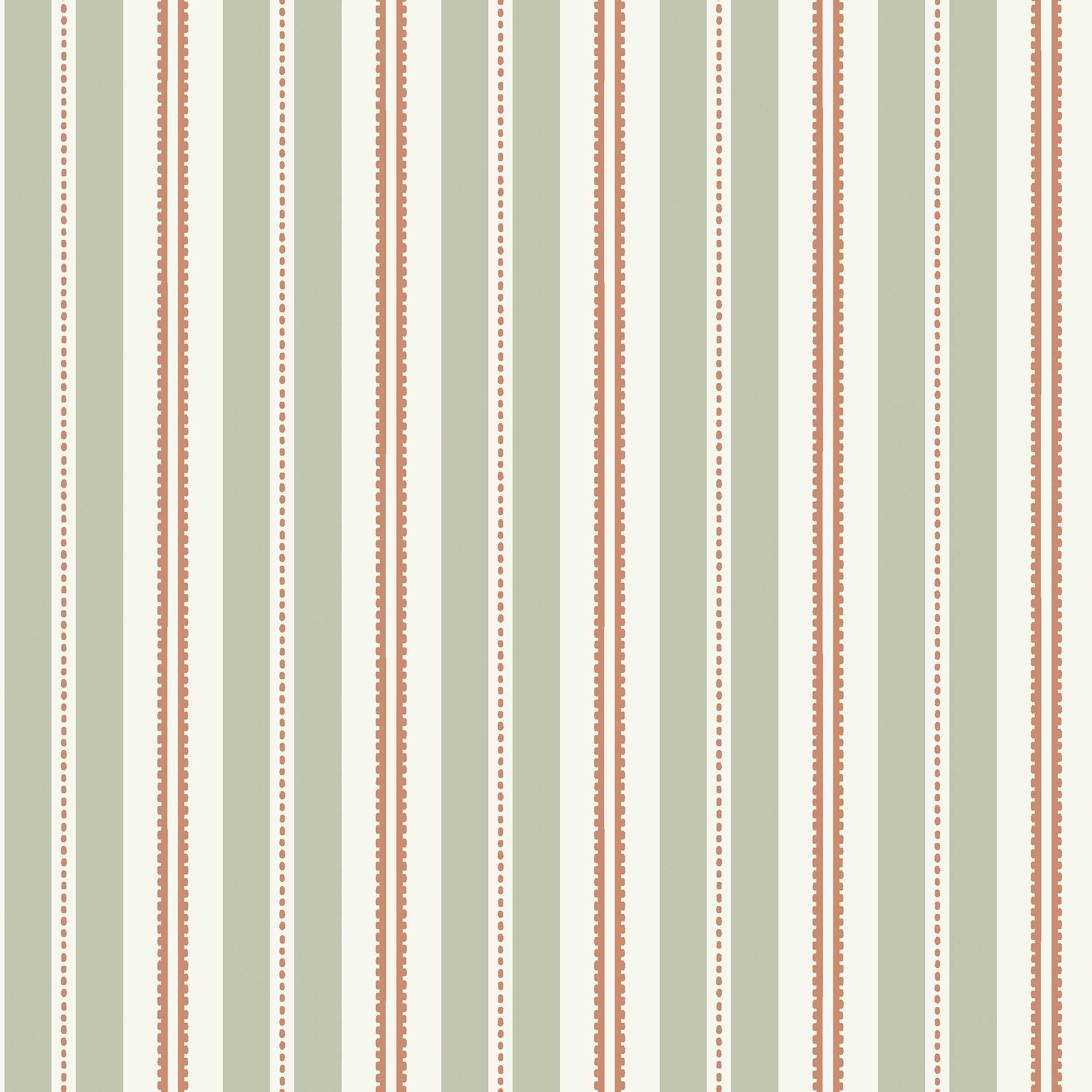 Hedda grön, tapet tapet med randigt mönster i grön. Från kollektionen Nordic Folk. Nonwoven-material. Passar i kök.