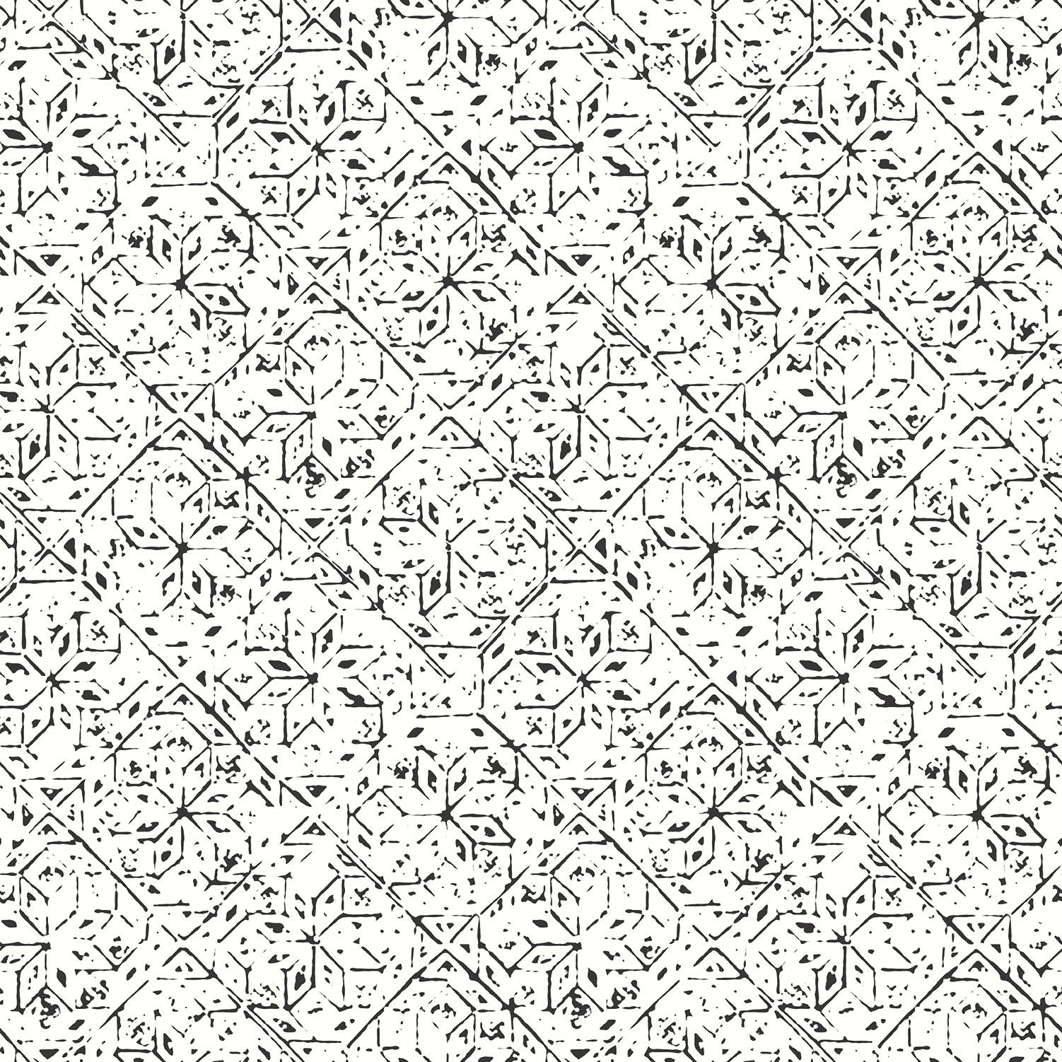 Tangier Tile tapet i vit och svart tapet med grafiskt mönster i vit. Från kollektionen bazaar. Nonwoven-material med rak passning. Passar i vardagsrum och matsal.