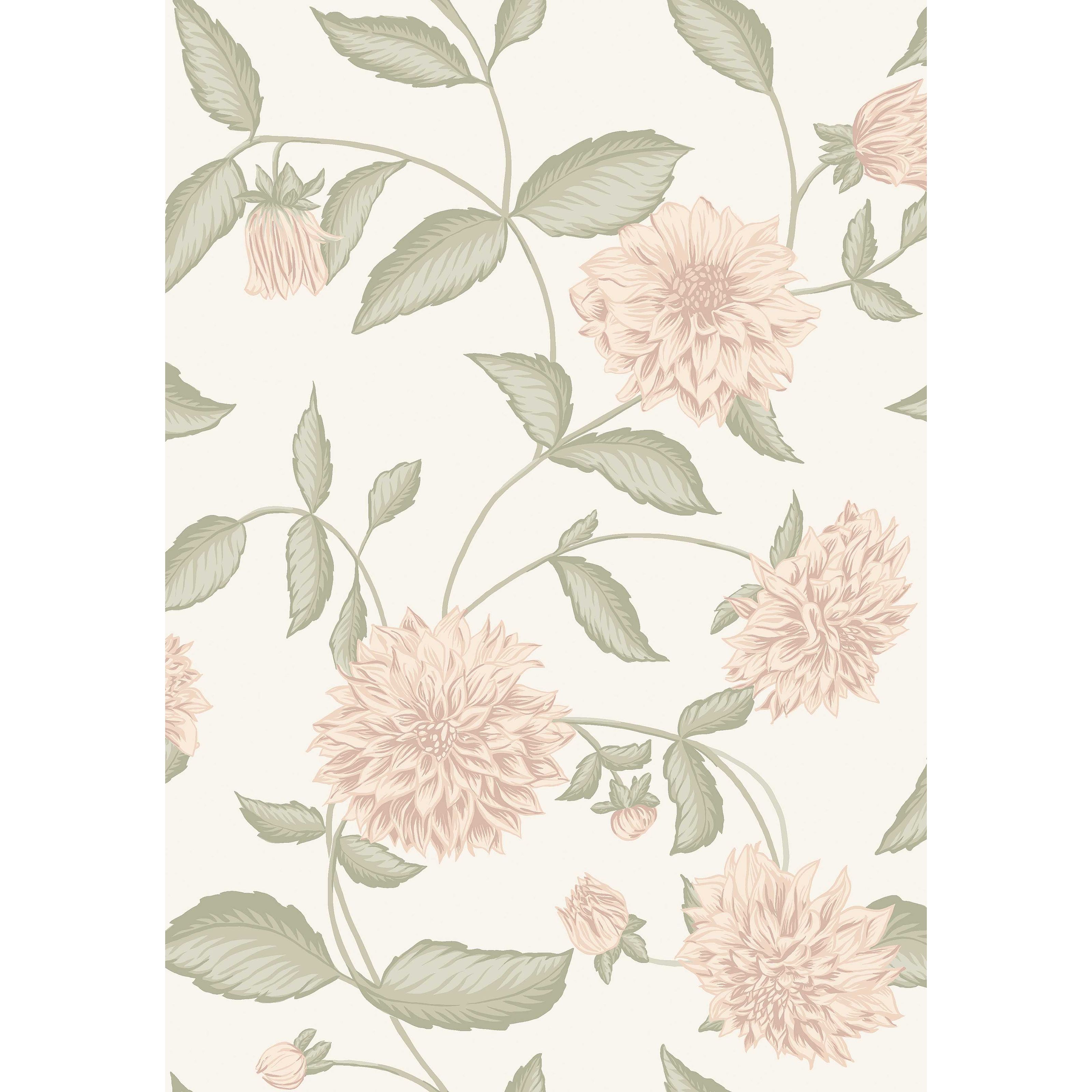 Dahliadröm rosa, tapet tapet med botaniskt, blommigt mönster i rosa. Från kollektionen Orangeri. Nonwoven-material med förskjuten passning. Passar i hall.