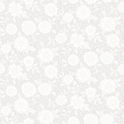 Lizette tapet med botaniskt mönster i grå och beige. Från kollektionen skogsgläntan. Nonwoven-material med rak passning. Country-stil. Passar i vardagsrum, sovrum och matsal.