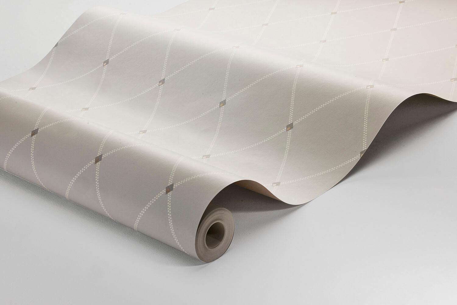 Fredrik tapet med trellis mönster i grå och beige. Från kollektionen timeless traditions. Nonwoven-material med rak passning.