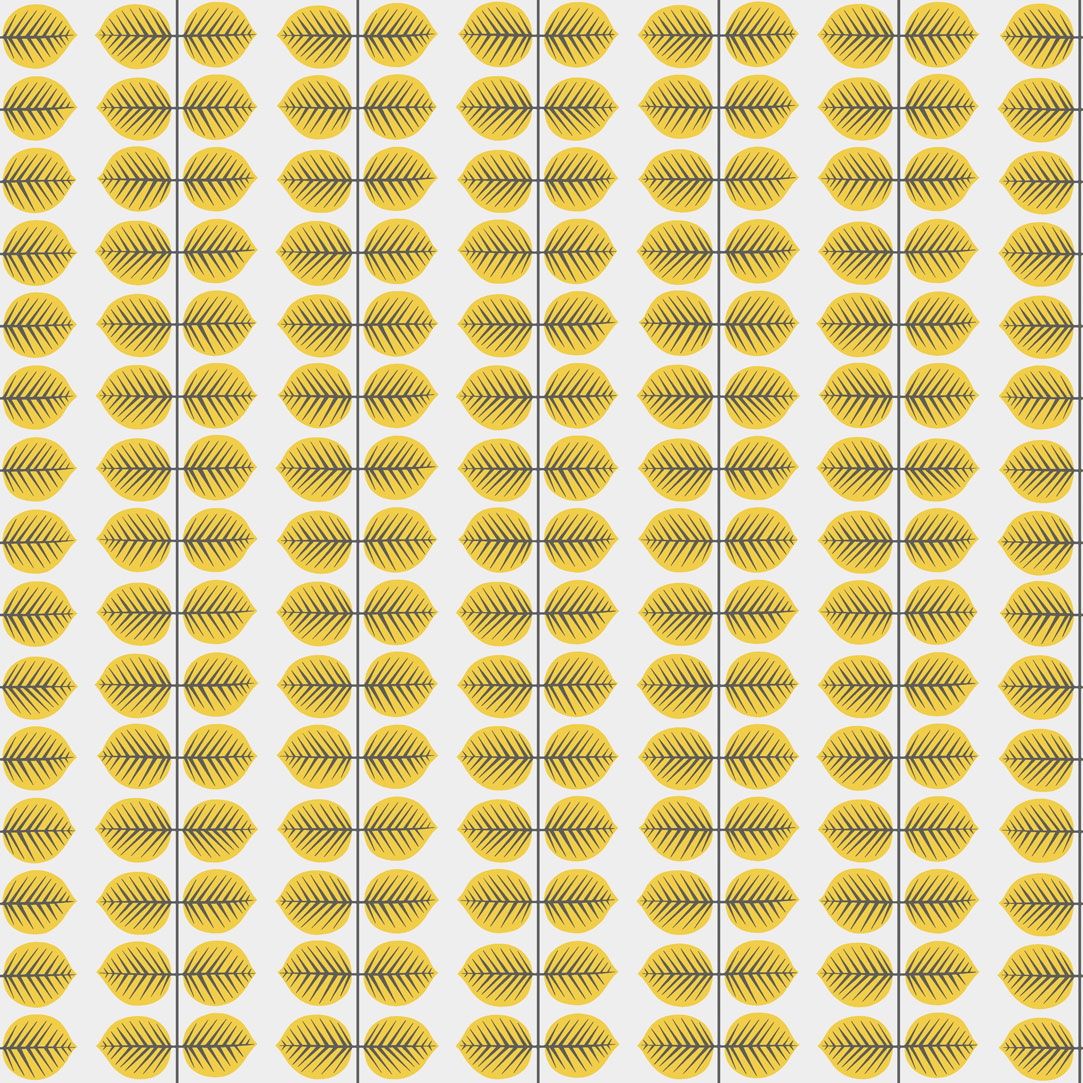 Berså, gul tapet från Boråstapeter med grafiskt, retro mönster i vit, svart och gul. Från kollektionen Scandinavian Designers II. Nonwoven-material med rak passning.