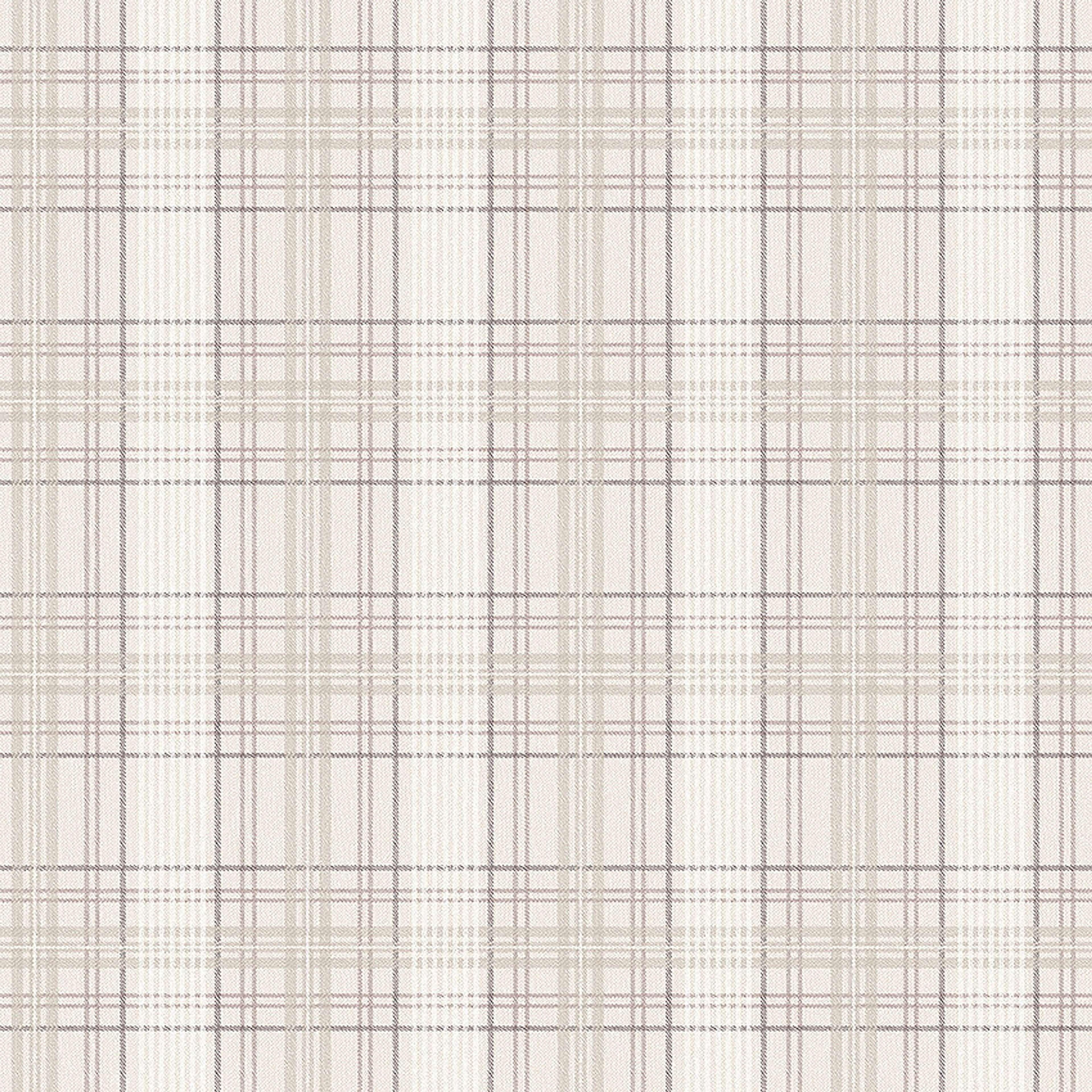 Tailor´s Tweed ljus krämfärgad botten tapet med rutigt mönster i beige. Från kollektionen Cottage Garden. Nonwoven-material med rak passning. Passar i vardagsrum, matsal och hall.