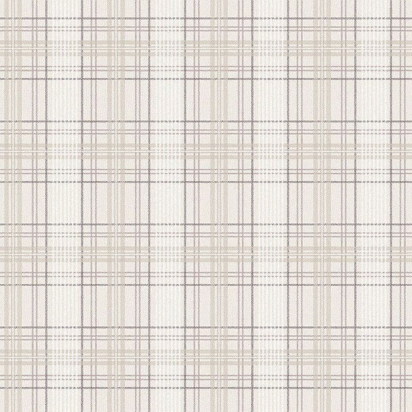 Tailor´s Tweed ljus krämfärgad botten tapet med rutigt mönster i beige. Från kollektionen Cottage Garden. Nonwoven-material med rak passning. Passar i vardagsrum, matsal och hall.