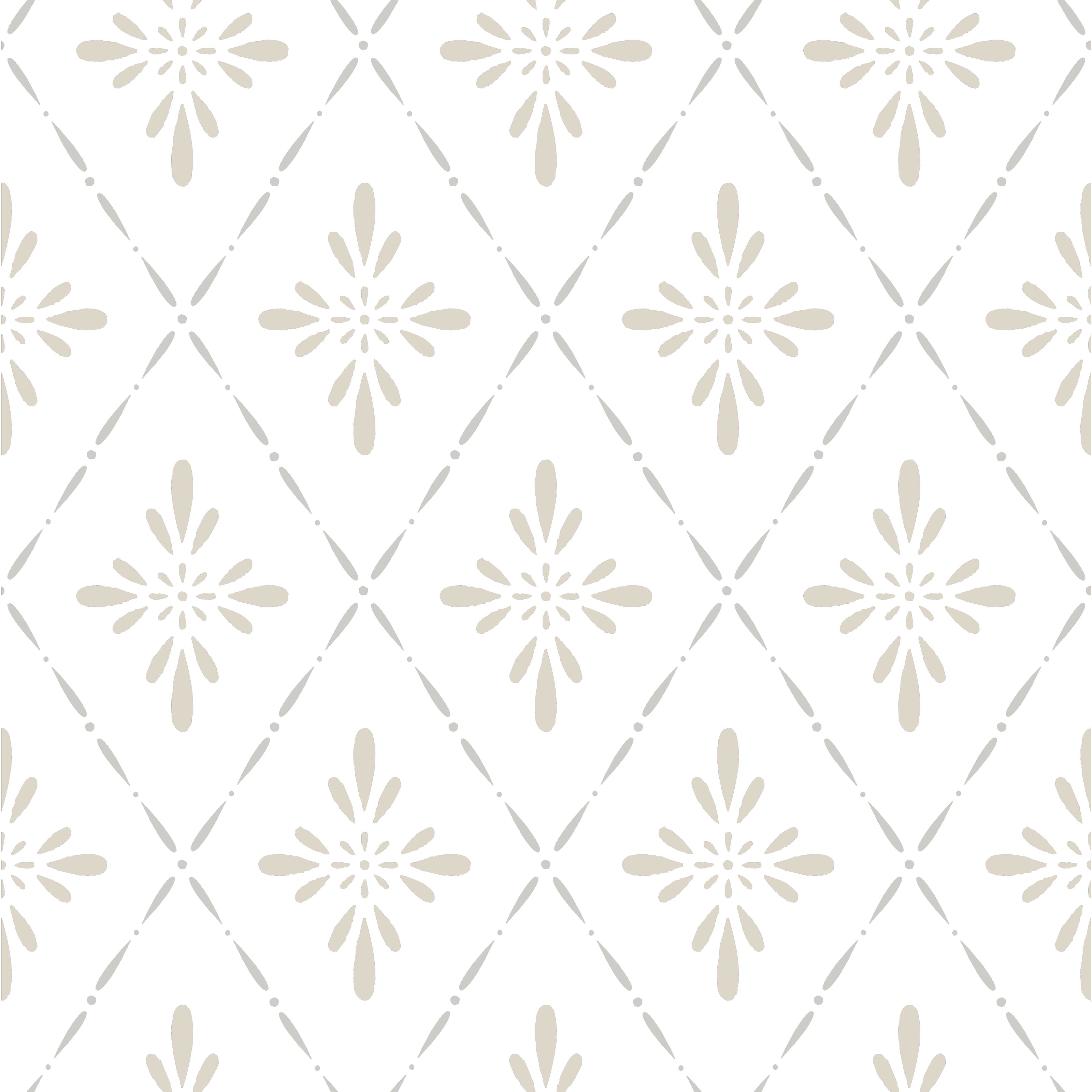 Ljungbacka, beige tapet från duro med geometriskt mönster i vit. Från kollektionen Duro 1900. Nonwoven-material med rak mönsterpassning. Country-stil.