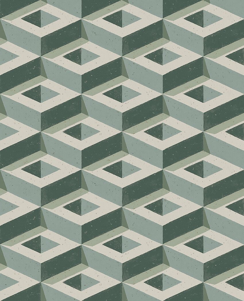 Boxes tapet med geometriskt, grafiskt mönster i brun. Från kollektionen Treasured. Nonwoven-material med rak passning. Passar i kök, hall och arbetsrum.