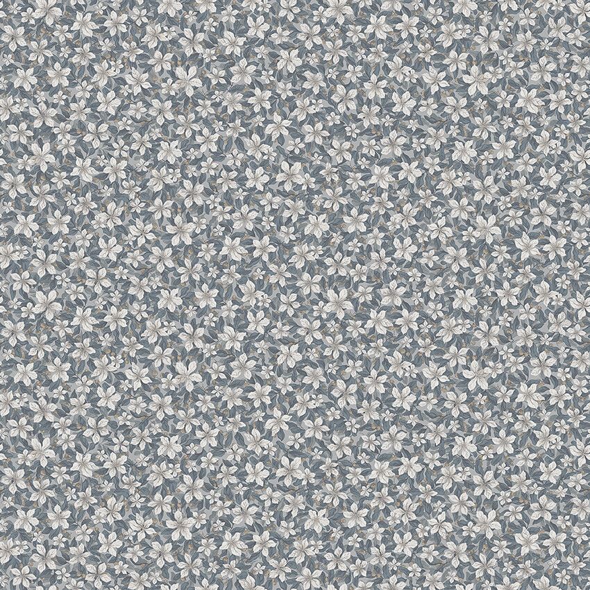 Skogsblomst tapet med blommigt mönster i vit och blå. Från kollektionen timeless traditions. Nonwoven-material med rak passning.