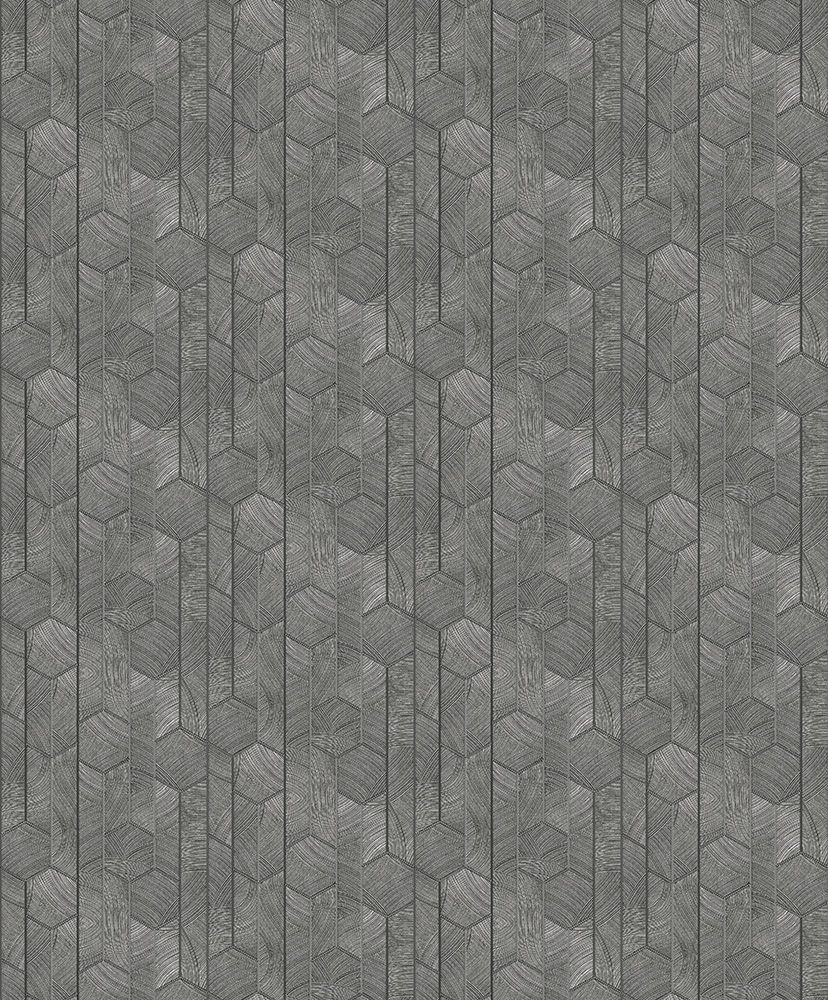 Kantha Rock tapet med geometriskt mönster i grå. Från kollektionen Summer. Nonwoven-material med rak passning.
