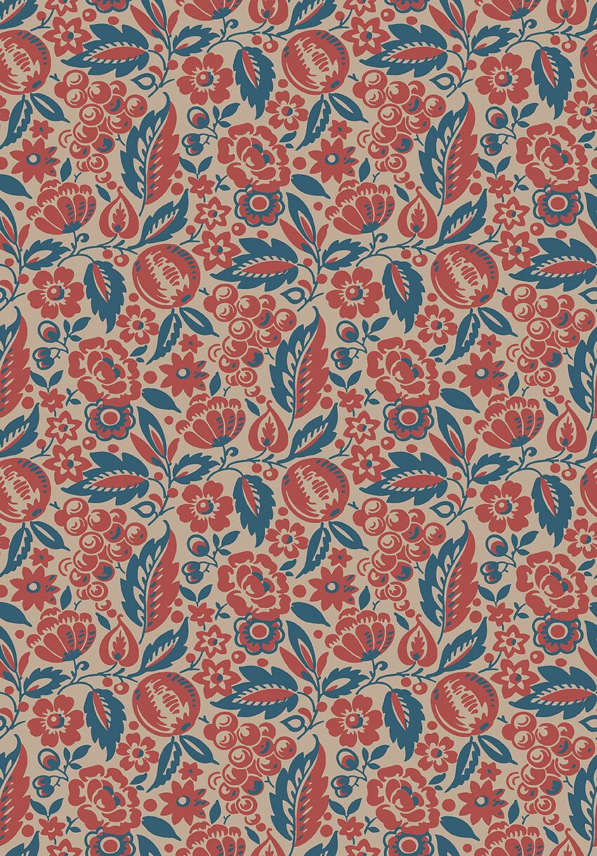 Elise tapet med botaniskt, blommigt mönster i beige. Från kollektionen New Heritage. Nonwoven-material med rak passning. Passar i matsal, kök och hall.