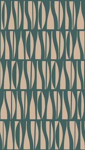 Bottles tapet från Midbec med retro mönster i grön. Från kollektionen Seven Sisters. Nonwoven-material med rak passning.