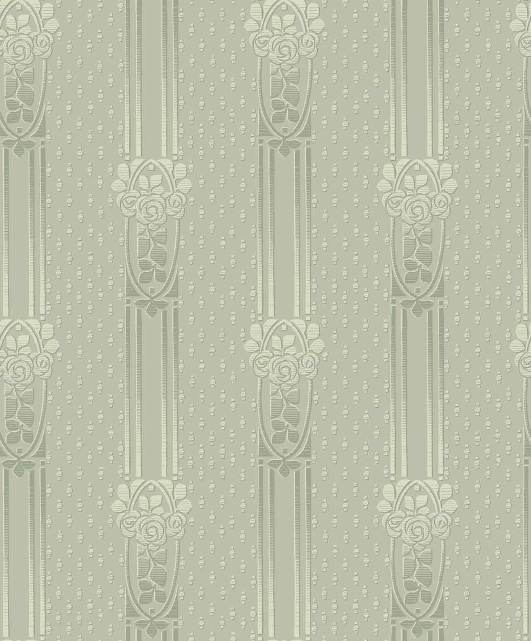 Ellen tapet från Boråstapeter med randigt, blommigt mönster i grön. Från kollektionen anno. Nonwoven-material med rak passning. Lyx, city-stil. Passar i sovrum och matsal.