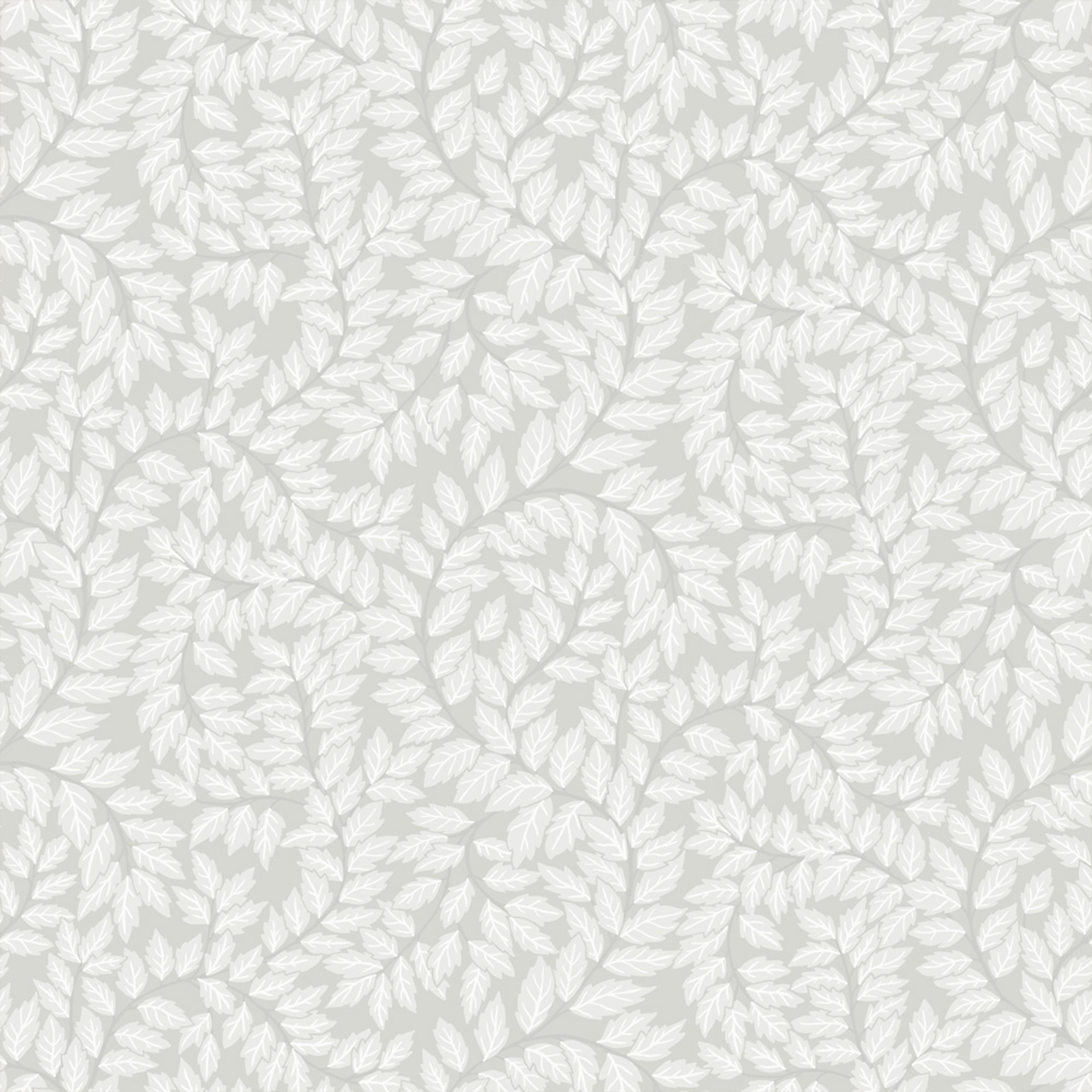 Lindlöv tapet med botaniskt mönster i grå. Från kollektionen Fågelsång. Nonwoven-material med rak passning.