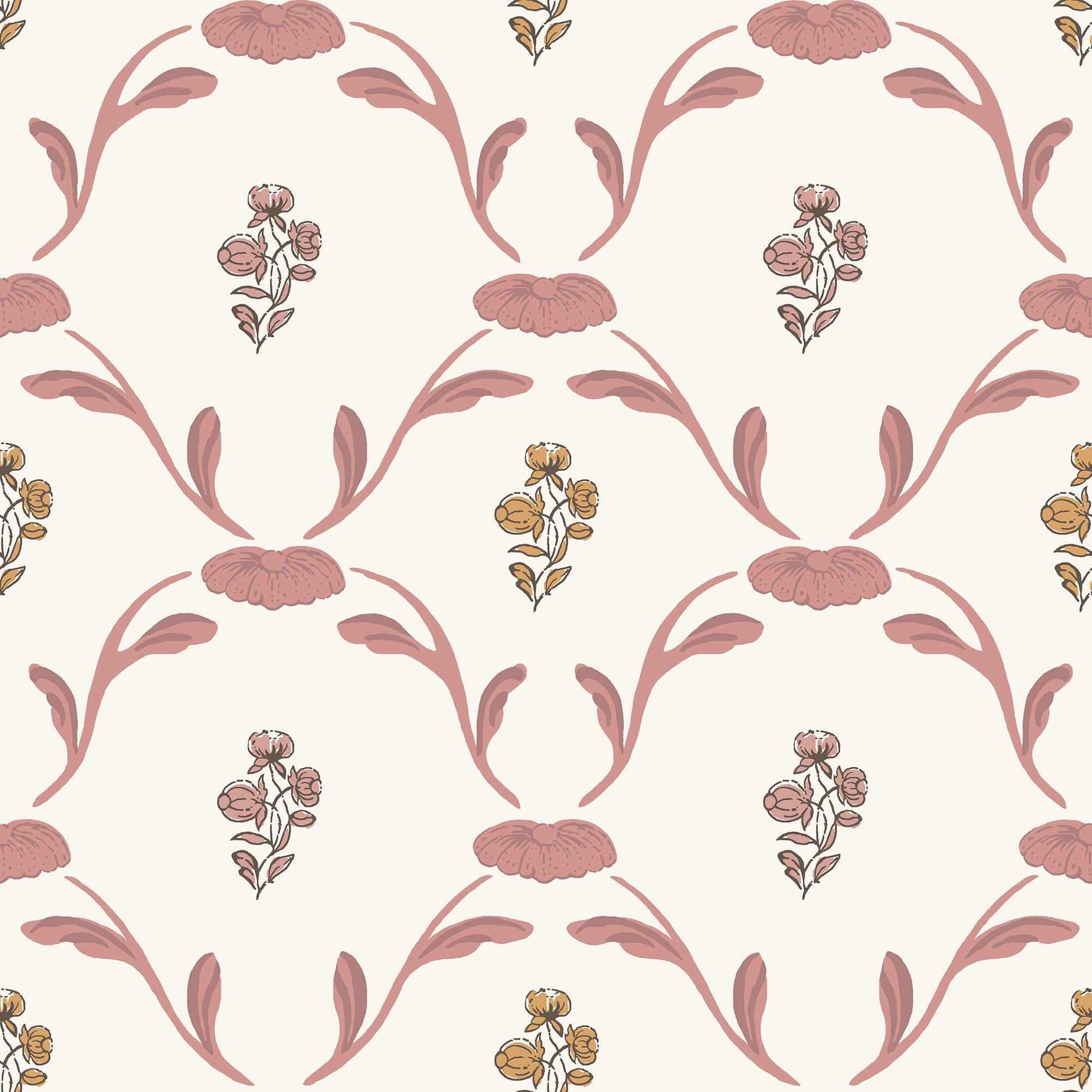 Hemmingbo, Röd tapet från duro med botaniskt mönster i röd. Från kollektionen Gammalsvenska QuickUp. Nonwoven-material med rak passning.