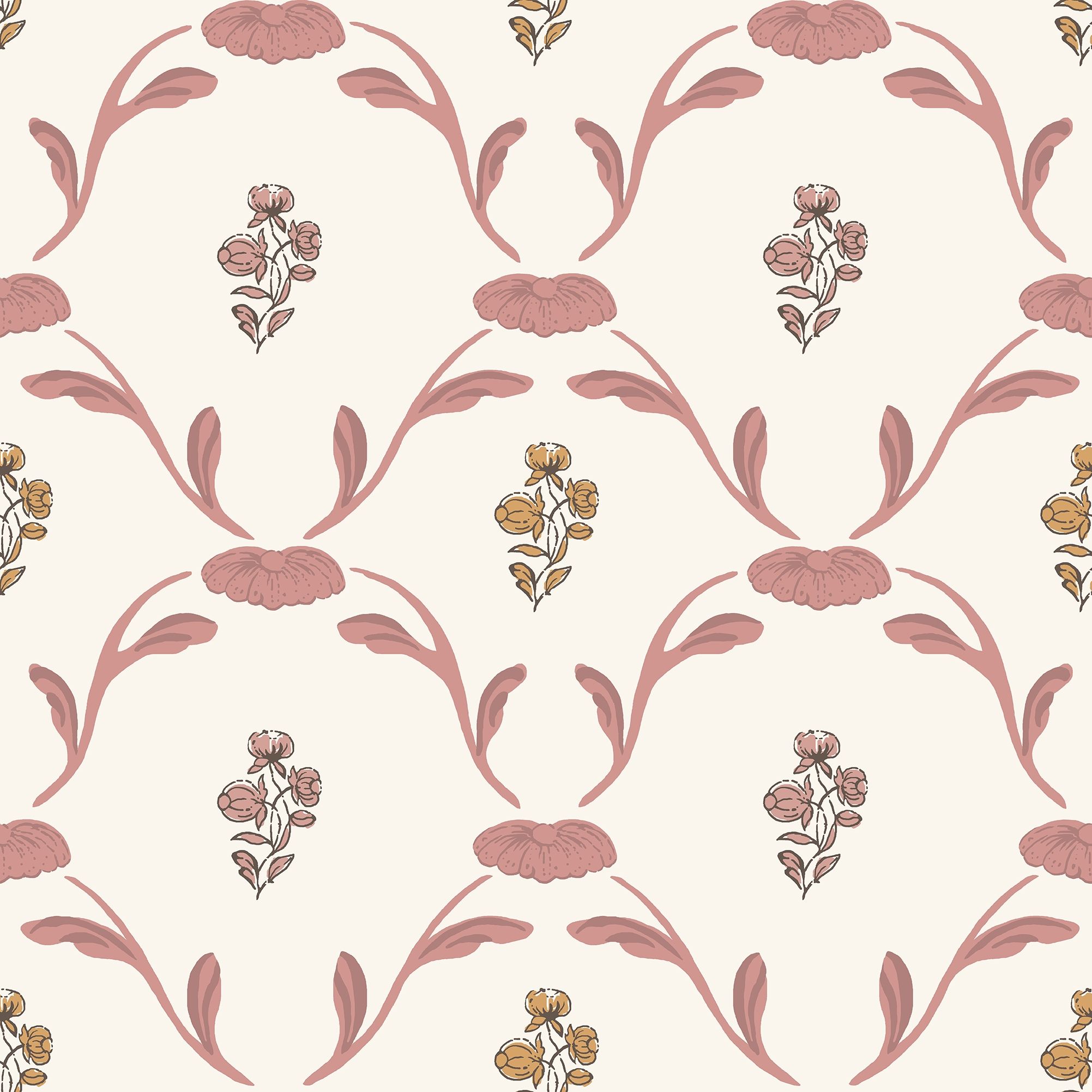 Hemmingbo, Röd tapet från duro med botaniskt mönster i röd. Från kollektionen Gammalsvenska QuickUp. Nonwoven-material med rak passning.