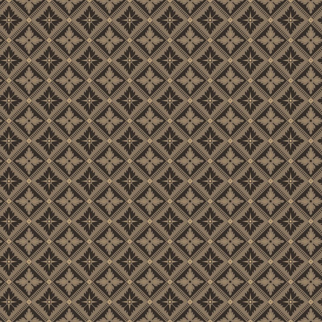 Loka, gråbrun/svart tapet från Boråstapeter med geometriskt mönster i guld och brun. Från kollektionen anno. Nonwoven-material med rak passning. Lyx, country, city-stil. Passar i sovrum och matsal.