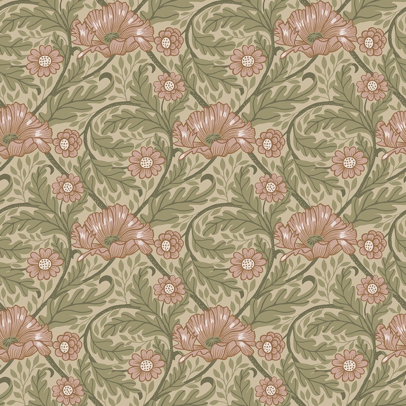 Esther tapet med blommigt mönster i rosa och beige. Från kollektionen Ängås. Nonwoven-material med rak passning.