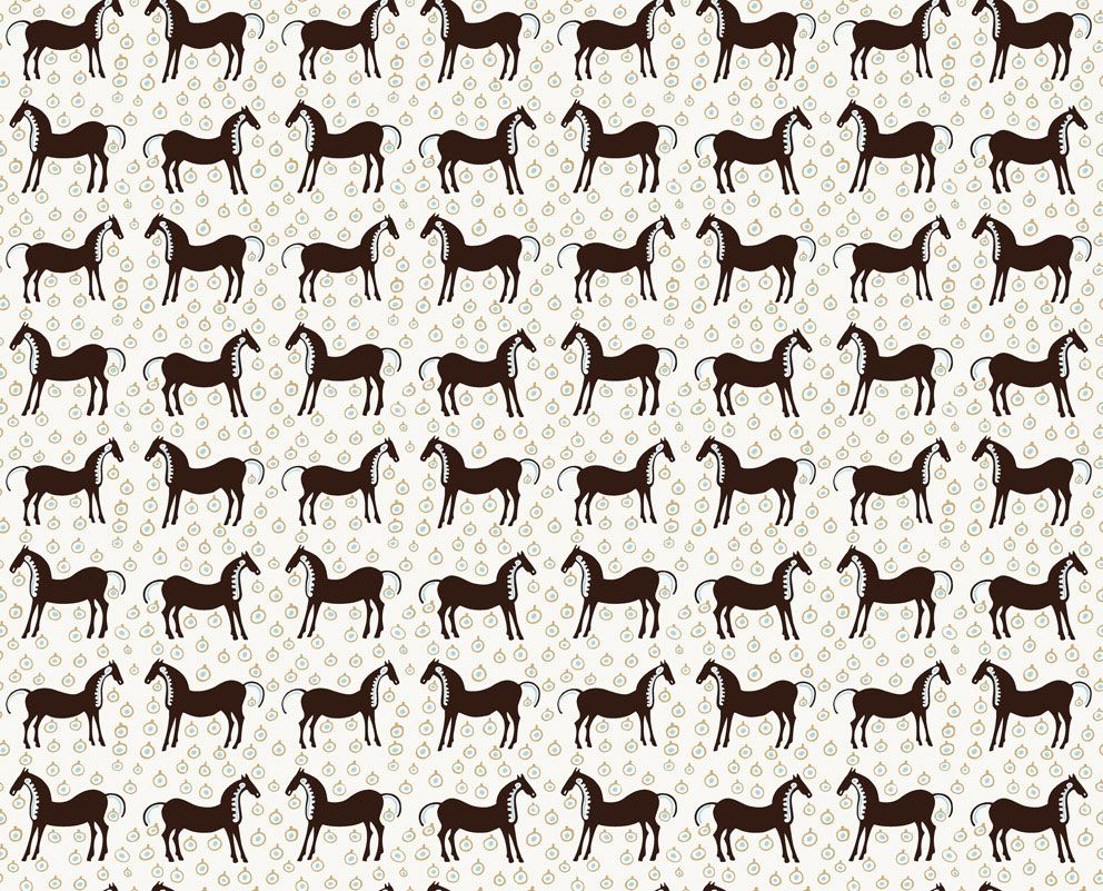 Musta Tamma tapet med djur mönster i vit. Från kollektionen Marimekko 6. Nonwoven-material med rak passning.