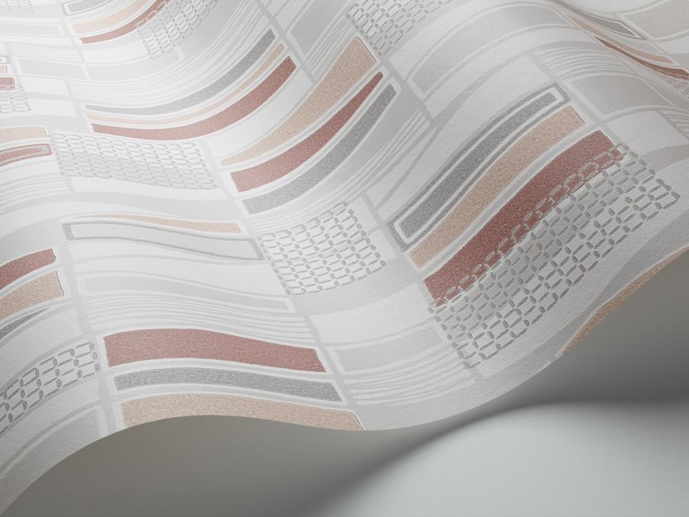 Retro, grå/rödbrun från Boråstapeter i vit, grå och multifärg. Från kollektionen Jubileum.