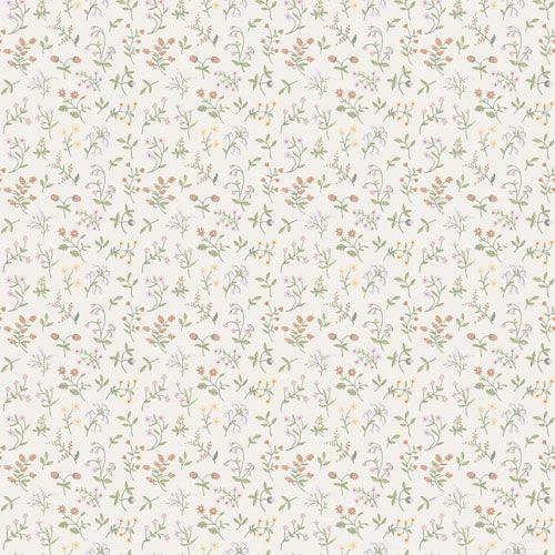 Josefin tapet från Midbec med blommigt mönster i vit. Från kollektionen Havsblick. Nonwoven-material med rak passning.