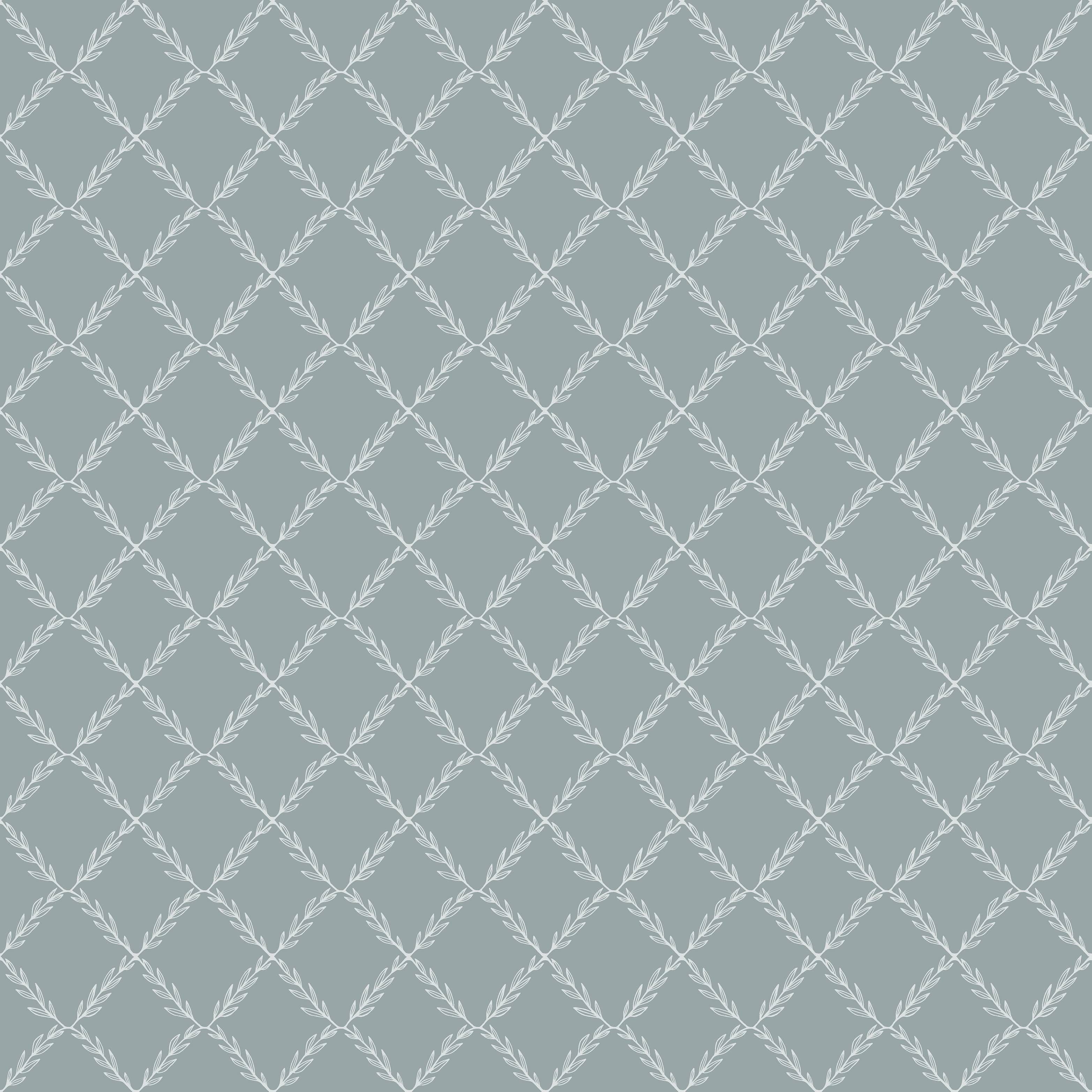 Vide, blå tapet med medaljonger mönster i blå. Från kollektionen Blommor & Blad. Nonwoven-material med rak passning.