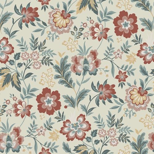 Mirabelle storblommig, ljus tapet från Midbec med blommigt mönster i vit. Från kollektionen Lyckebo. Nonwoven-material med rak passning.