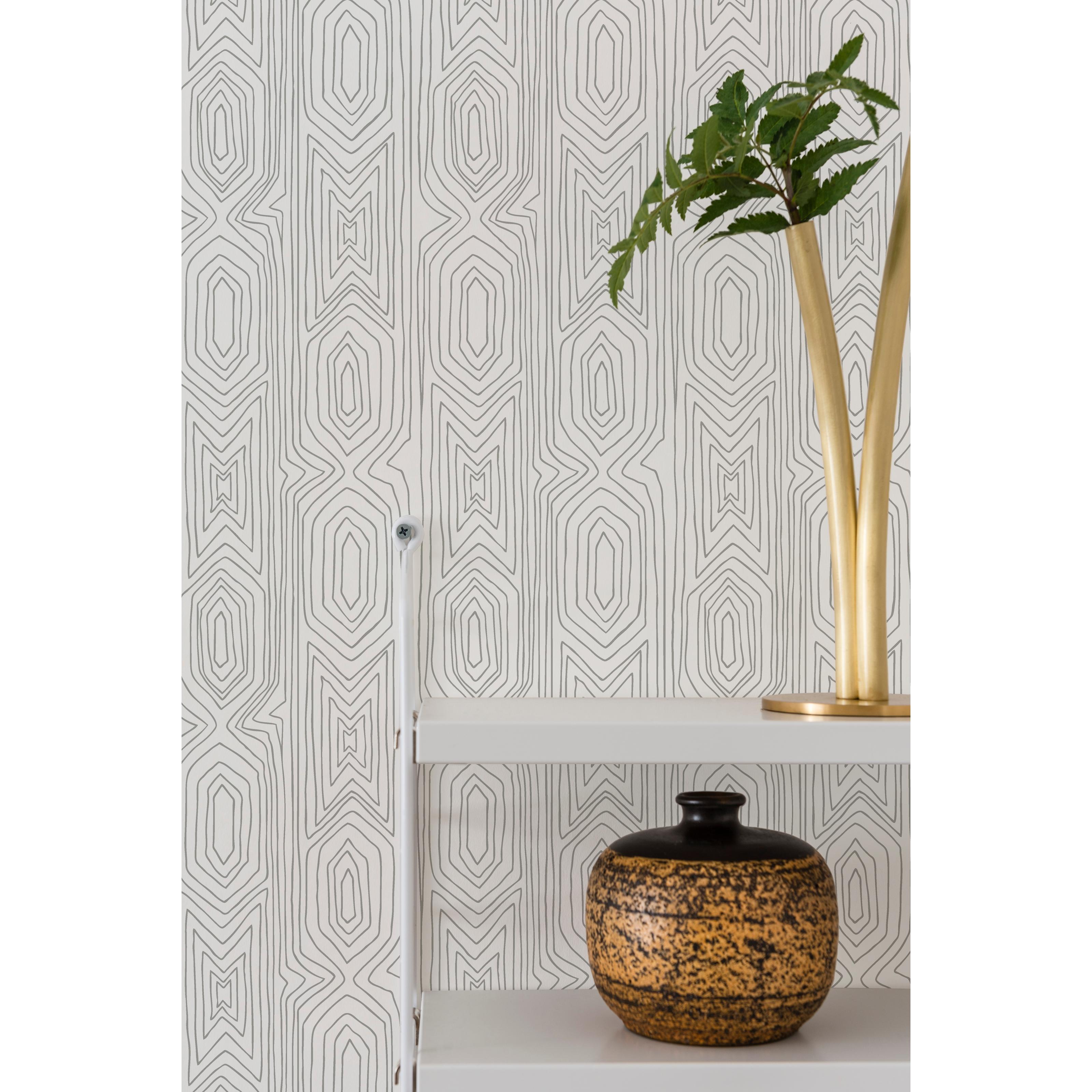 Linjelek, vitgrå tapet från duro med geometriskt mönster i vit och grå. Från kollektionen Duro 1900. Nonwoven-material med rak mönsterpassning.
