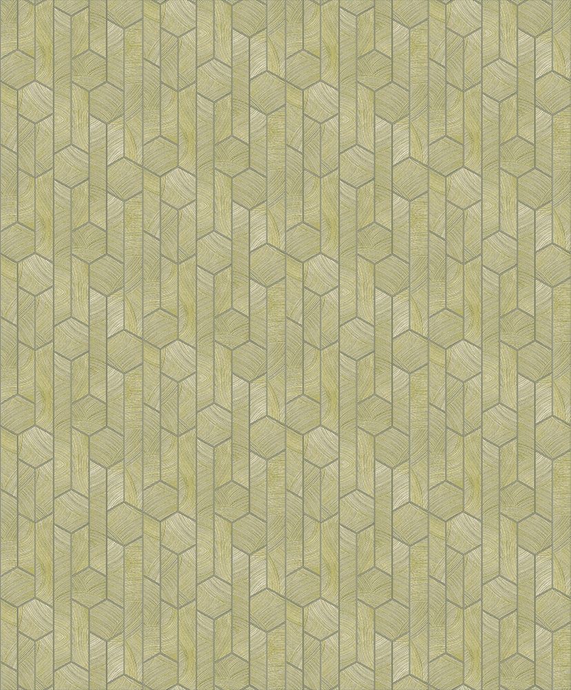 Kantha Moss tapet med geometriskt mönster i grön. Från kollektionen Summer. Nonwoven-material med rak passning.