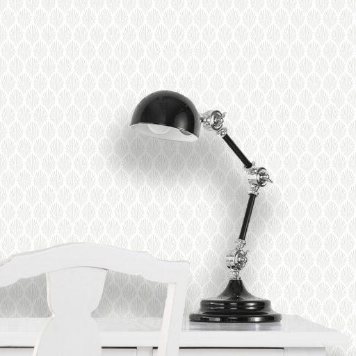 Elsa, Silver tapet från duro med geometriskt mönster i vit. Från kollektionen Spira. Nonwoven-material med rak passning. City-stil.